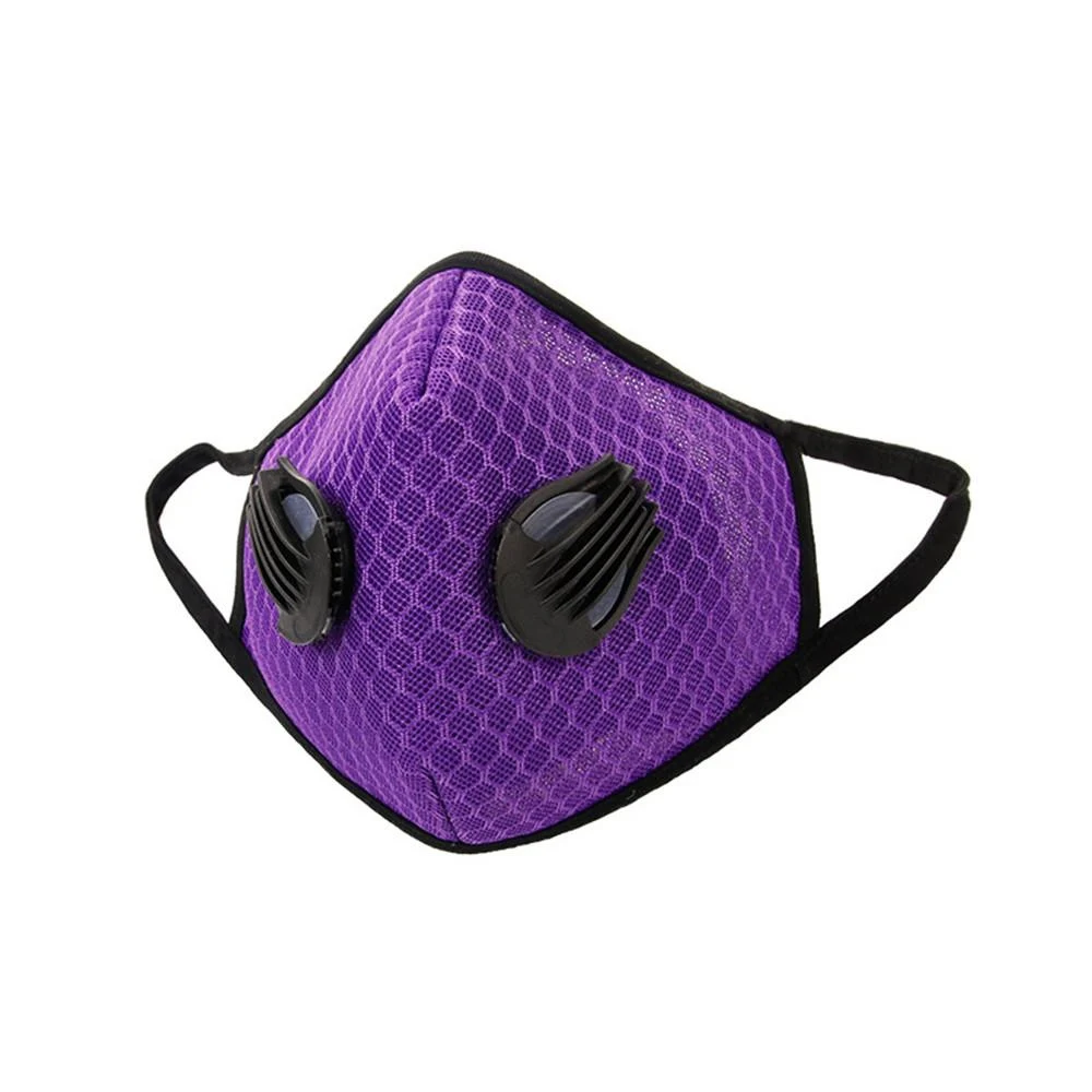 1 шт. модный Респиратор маска с дыхательным клапаном моющийся сетчатый фильтр с активированным углем PM2.5 маски для рта - Цвет: Purple