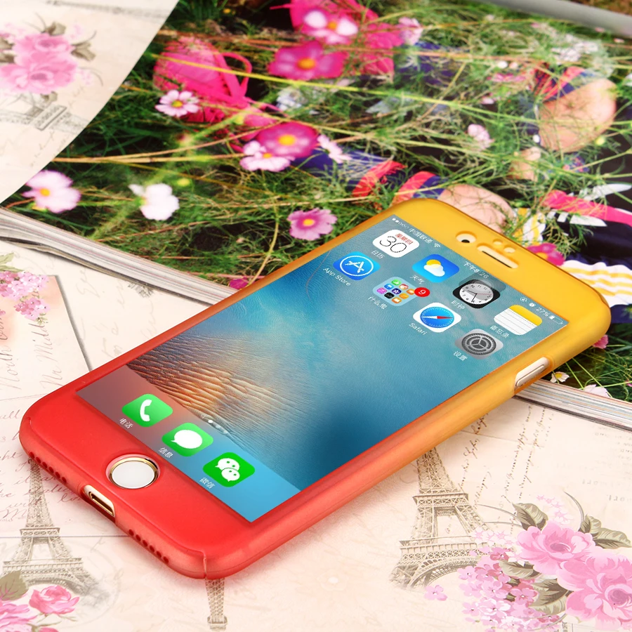 

For iphone X 8 plus cases Gradient color mobile phone shell TPU phone front and rear protective shell for iphone X 8 7 6s plus