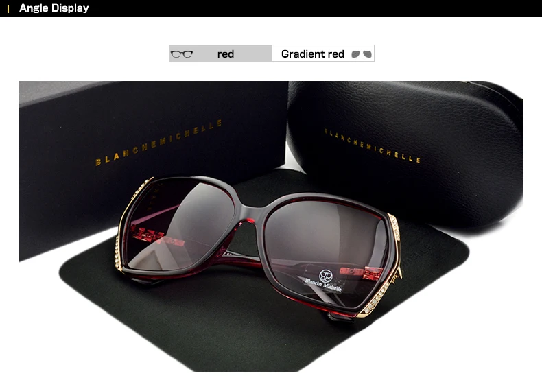 Blanche Michelle High Quality Oversized Polarized Sunglasses Women UV400 oculos de sol Gradient Driving Sun Glasses With Box big sunglasses for women