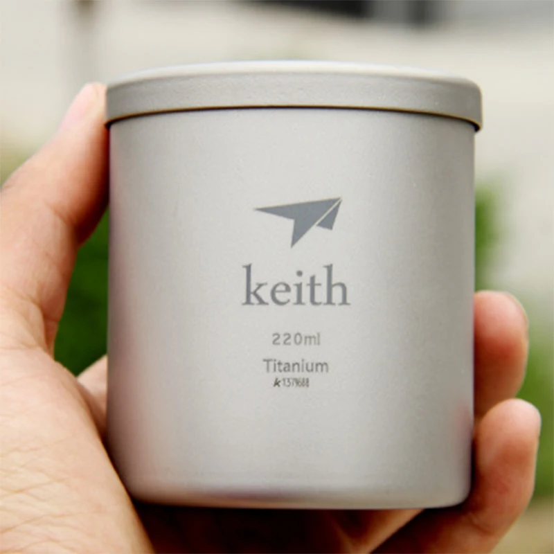 Keith 220 ml taza de titanio de doble pared con tapa de vidrio de agua no Básculas bacteriostático Vasos y copas Tazas camping senderismo ti3301 Keith 220 ml taza de titanio de doble pared con tapa de vidrio de agua no Básculas bacteriostático Vasos y copas Tazas camping senderismo ti3301