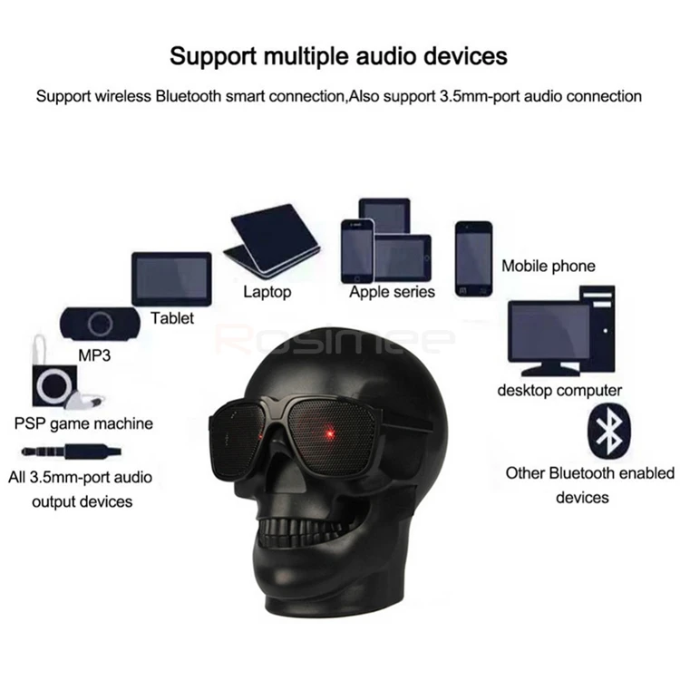 Череп беспроводной Bluetooth динамик солнцезащитных очков динамик в форме черепа сабвуфер многоцелевой портативный громкий динамик дропшиппинг