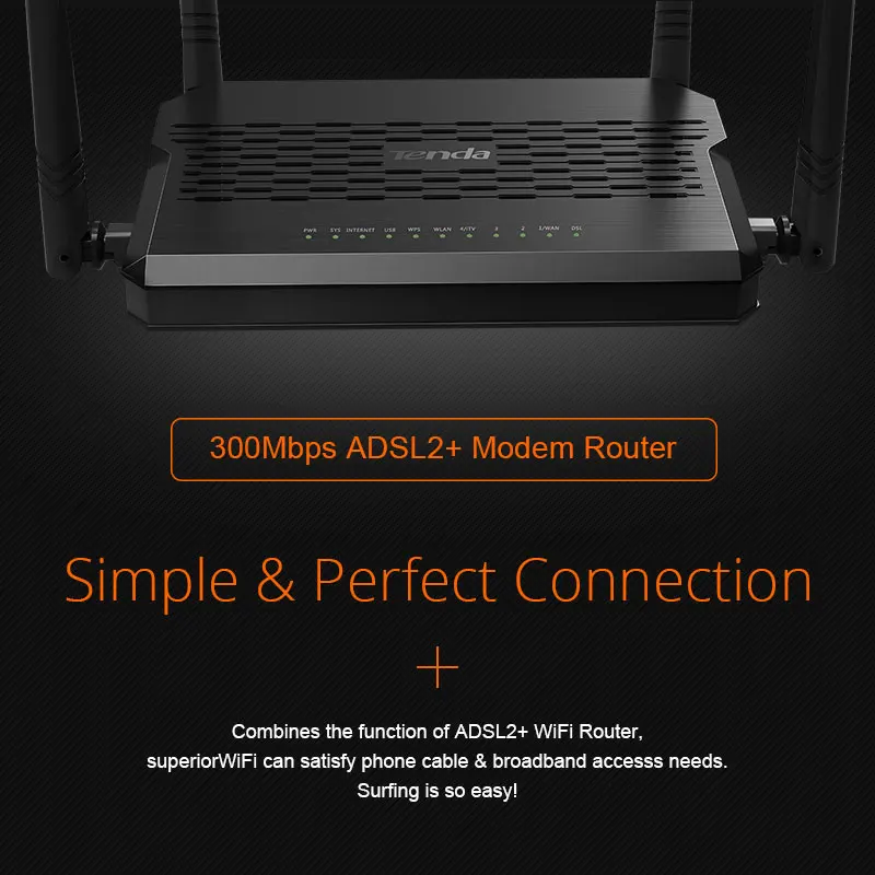 Tenda D305 беспроводной маршрутизатор ADSL2+ модем роутер wifi роутер английская прошивка 300 м wifi роутер с USB 2,0 портом