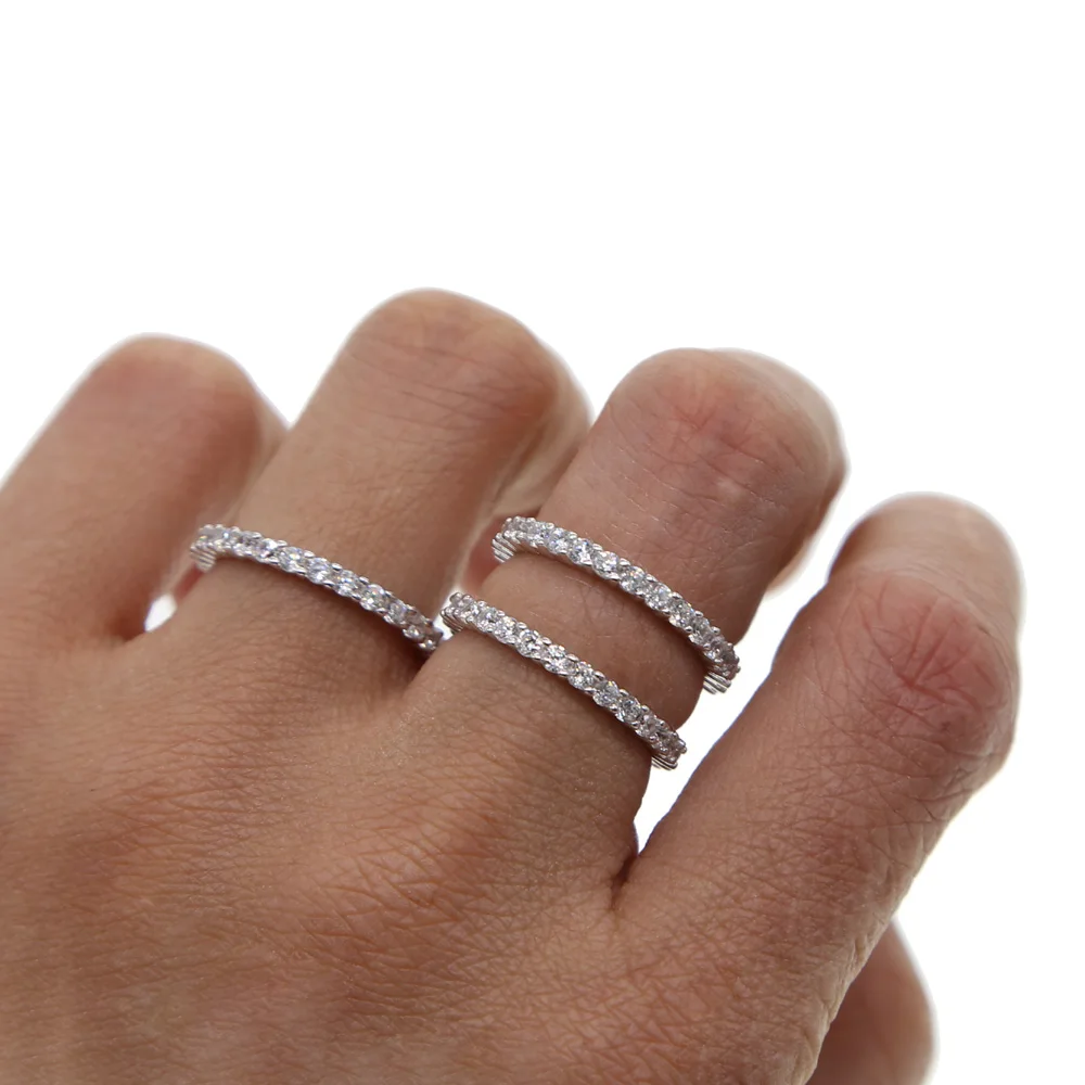 2019 silver cz eternity ring pave 2mm cubic zirconia engagement band