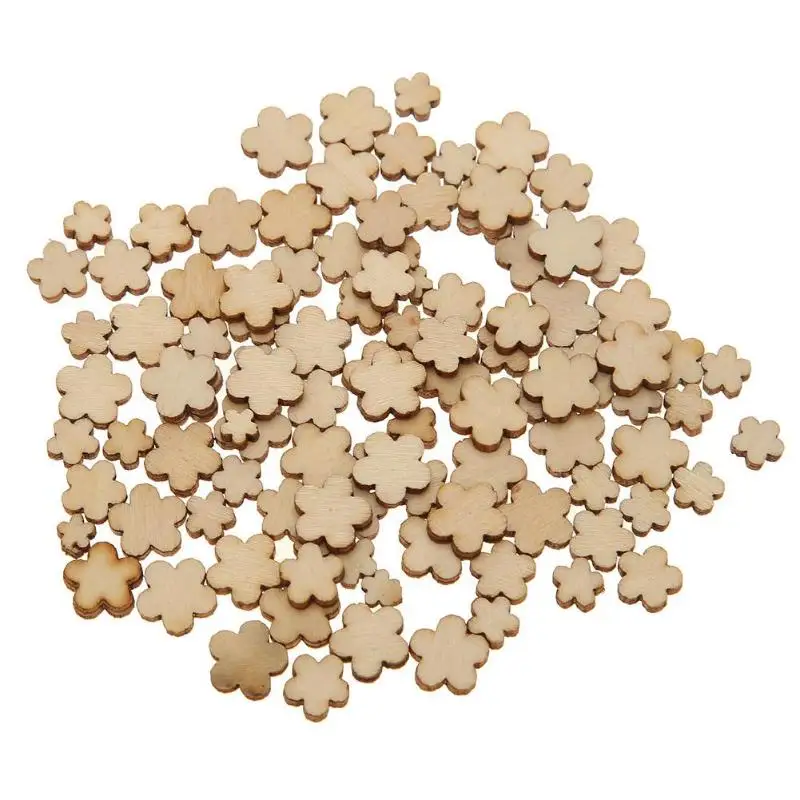 

100pcs Mixed Size Wood Plum Blossoms Flower Button DIY Sewing Accessories Scrapbooking Decoration