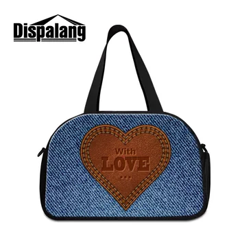 

Dispalang Travel Luggage Bag Denim Men Woman luggage bag with Shoulder Strap Business Duffel Heart Durable Multifunction Handbag