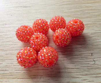 

20mm 100Pcs/lot orange color (Neon effect) AB Resin Rhinestone Chunky Beads,for chunky beads necklace
