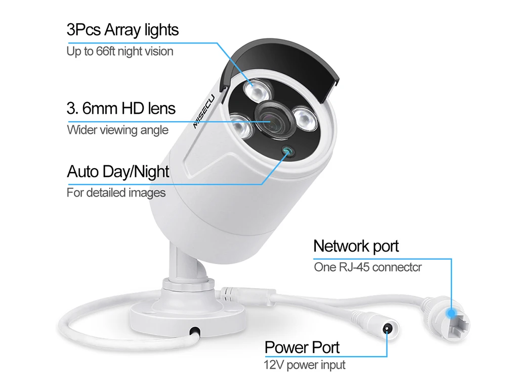 MISECU 8CH NVR 1080P 2MP IP сеть POE аудио запись наружная Водонепроницаемая камера
