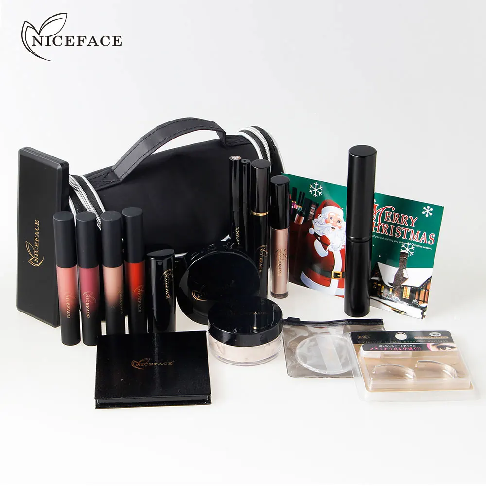 

Fascinating Makeup Kit with Matte Liquid Lipstick Highlighter Eyeshadow False Foundation Brush Set For Gift