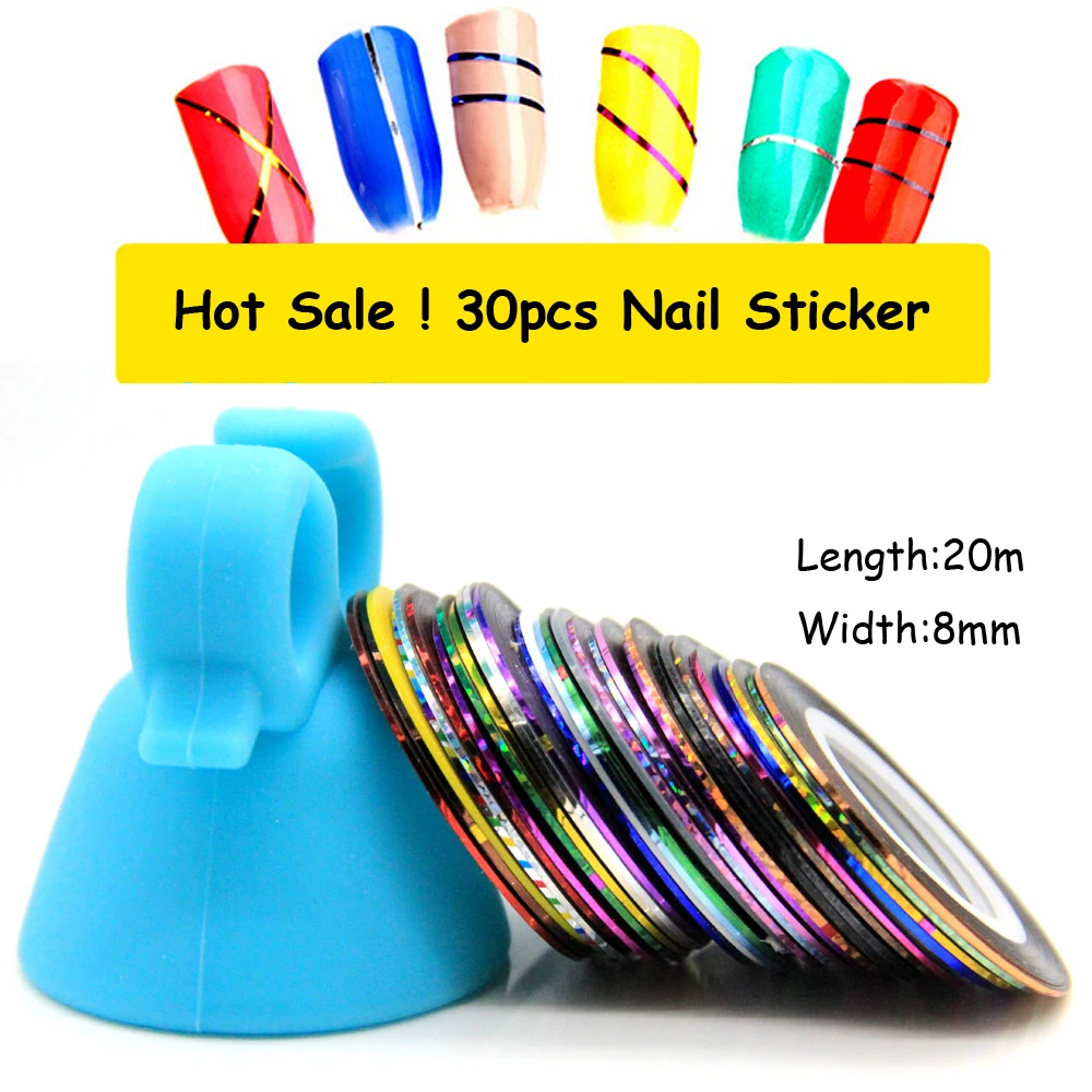 

30 pcs/set  20m Colorful Rolls Striping Tape Line Nail Art Sticker Tools Beauty Decorations Nail Stickers