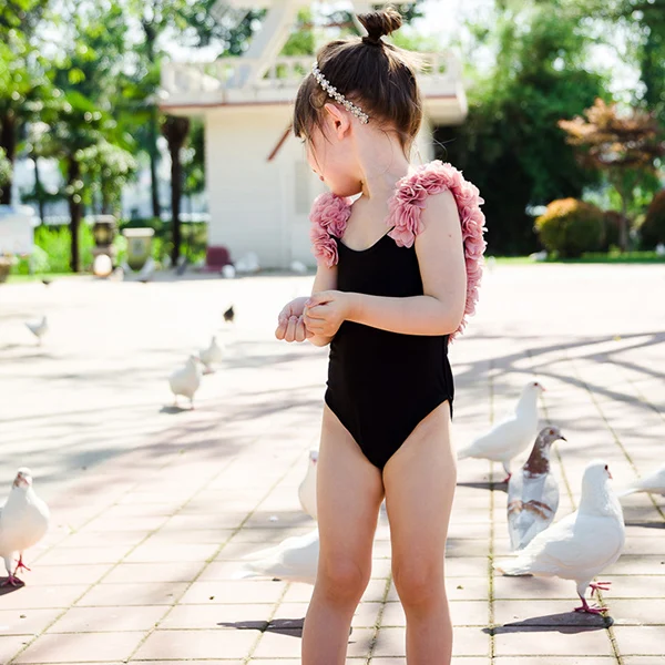 Купальник с объемным цветком для родителей и детей, 1 предмет, бикини с открытой спиной для мамы и дочки, BB55