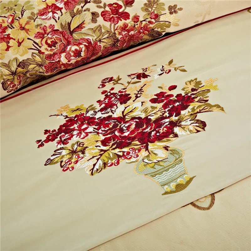 Perfect New 4/6/9Pcs Luxury wedding Bedding set Stain Jacquard Cotton Double King Queen size Bedspread set Duvet cover Pillowcases 10 Perfect New 4/6/9Pcs Luxury wedding Bedding set Stain Jacquard Cotton Double King Queen size Bedspread set Duvet cover Pillowcases 10