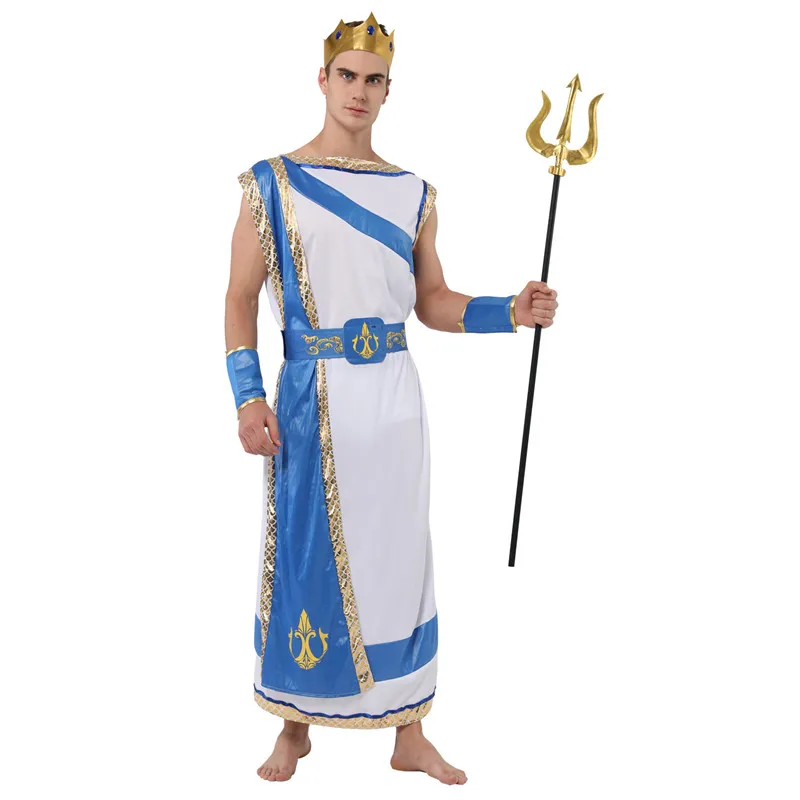 God of Sea Poseidon Costume for Halloween Carnival Christmas Masquerade Party Fancy Dress Adult Man Prince King Cosplay Clothes