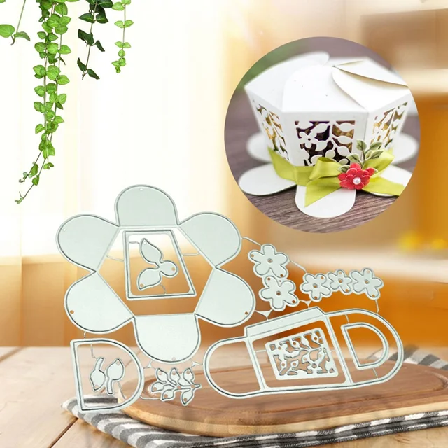 flower basket metal cutting dies stencil for diy scrapbooking paper cup flower basket