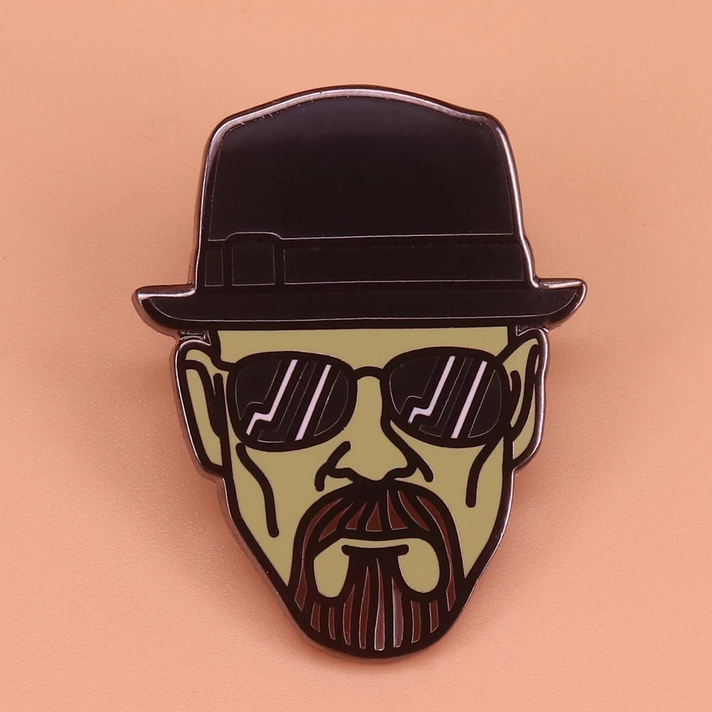 Breaking Bad Heisenberg, брошь, крутая черная шляпа, лацкан, булавка, Осветляющий болт, солнцезащитные очки, мужской значок, винтажное ювелирное изделие, рубашка, куртка, доступ