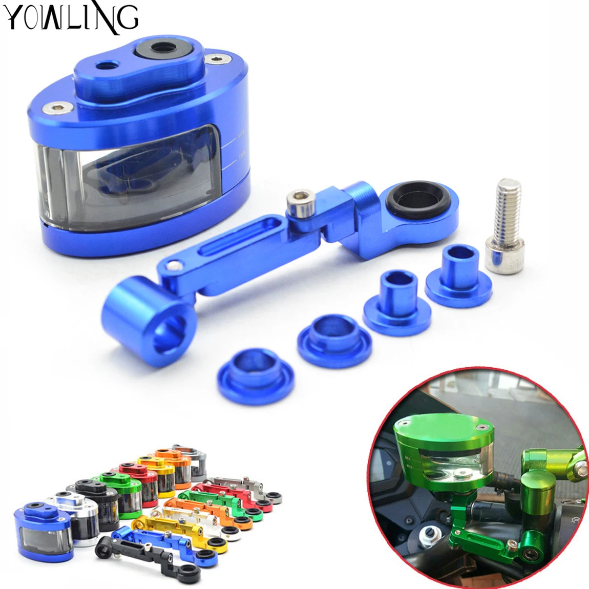 Motorcycle Brake Fluid oil Reservoir Cup tank +support bracket FOR KAWASAKI Z750 Z800 Z1000 W800 YAMAHA YZF R1 R6 FZ1 FZ6