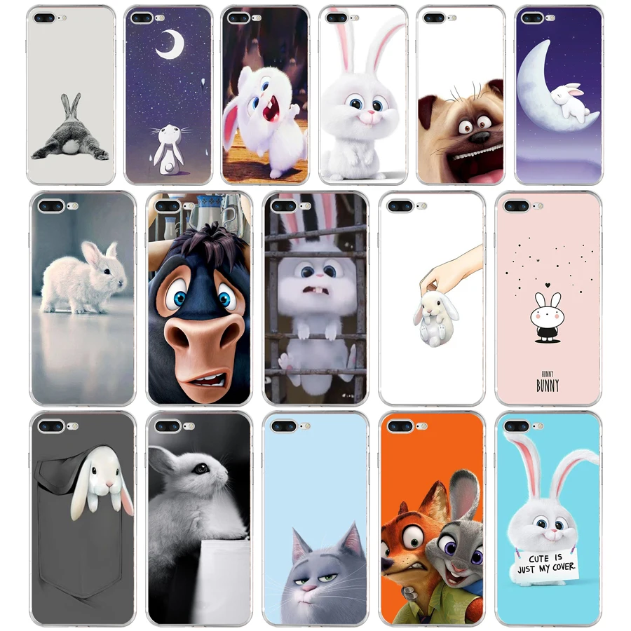 

43SD Cute bunny Soft TPU Silicone Cover Case For Apple iPhone 6 6s 7 8 plus Case