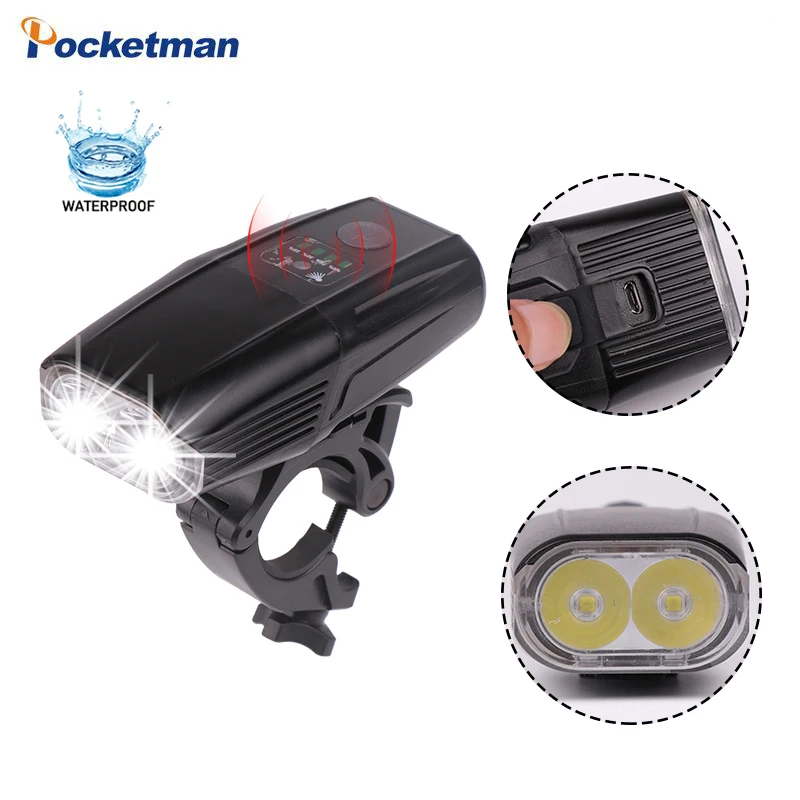 cheap 16000LM Induction Bicycle HeadLight USB Rechargeable 2*L2 LED Head Lamp Built in battery 5000mAh Bike Lamp Cycle Flashlight