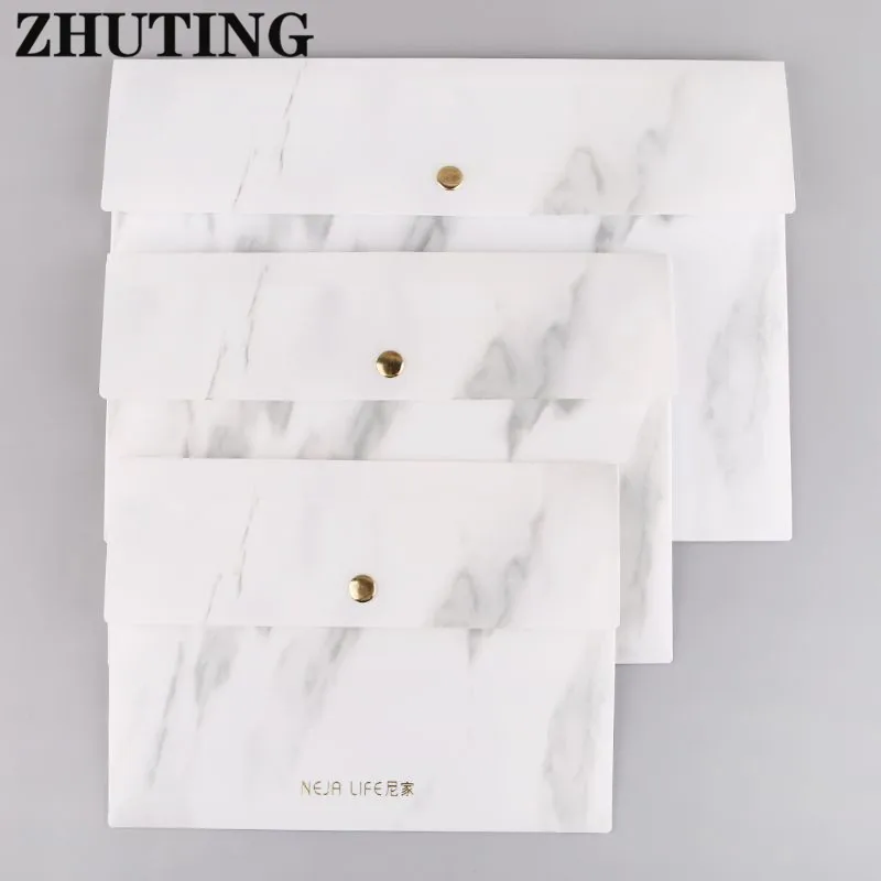 

A4/A5/B5 Portable Marble Pattern PP File Folder Document Examination Paper Bag for Office School Students Supplies