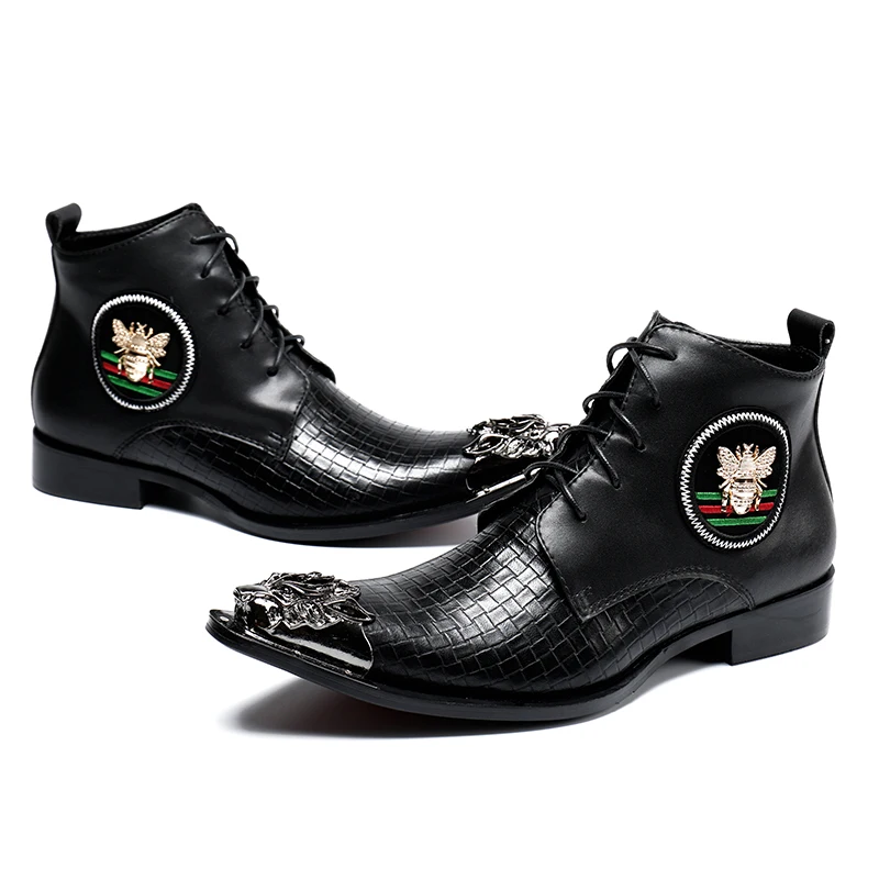 

Autumn Military Boots Wedding Shoes Cowboy Boots Work Booties 2018 Spring Embriodery Martin Boots For Men Genuine Leather Bootie