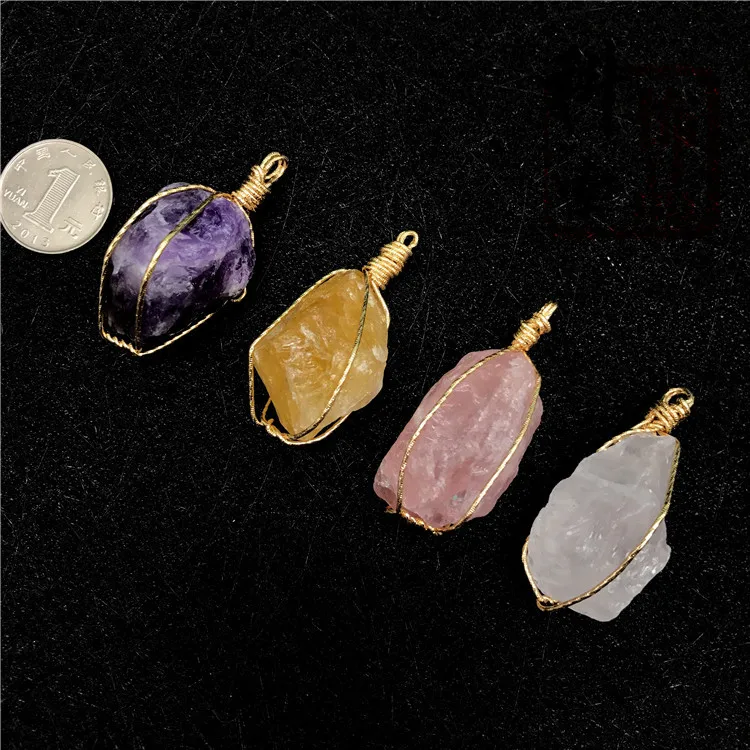 

Natural Pink Quartz Crystal Stone Rock Mineral Specimen Treatment Stone Point Healing Hexagonal Wand DIY Pendant D3