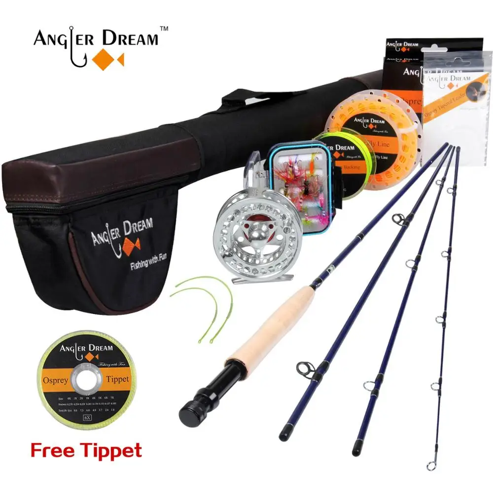 Angler Dream Classic 3/4# Fly Rod Fly Reel катушка спиннинга линия приманка коробка сумка подложка линия палантин набор Удочка комбо - Цвет: SILVER ORANGE