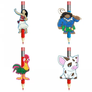 

18pcs/lot Moana Cartoon PVC Pencil Topper Maui Pen Cover Cute Pencil Caps Stationery Set School Office Supplies Kids Gift