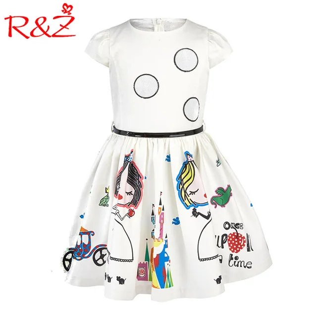 R& Z/лето г.; платье для маленьких девочек с поясом; халат; платье принцессы без рукавов с героями мультфильмов; одежда для детей; детская одежда; k1