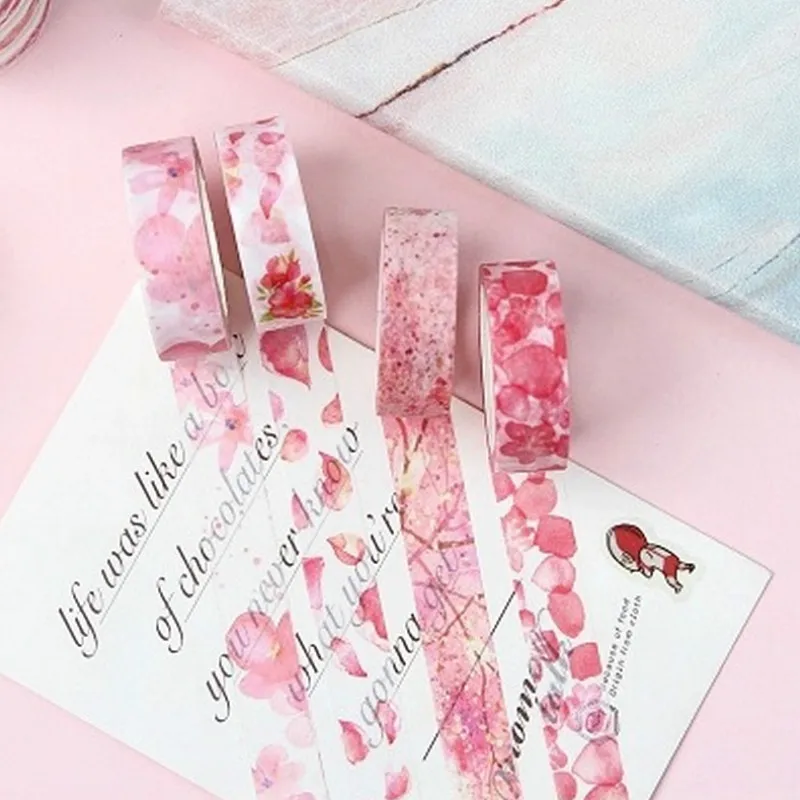 

1Pcs Pink Memories Kawaii Flower Food Animals Decorative Washi Tape Scrapbooking Masking Tape School Stationery Office Supplies