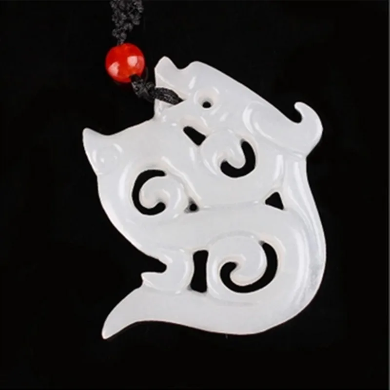 2017 New Classical Natural White Afghanistan Stone Pendant Hollow-out Chinese Dragon Necklace Gift For Women's Jewelry | Украшения и
