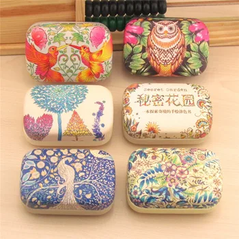 

imixlot Literary Style Retro Peacock Owl Reflective Mini Mirror Contact Lens Case For Girls Women Travel Holder Accessories