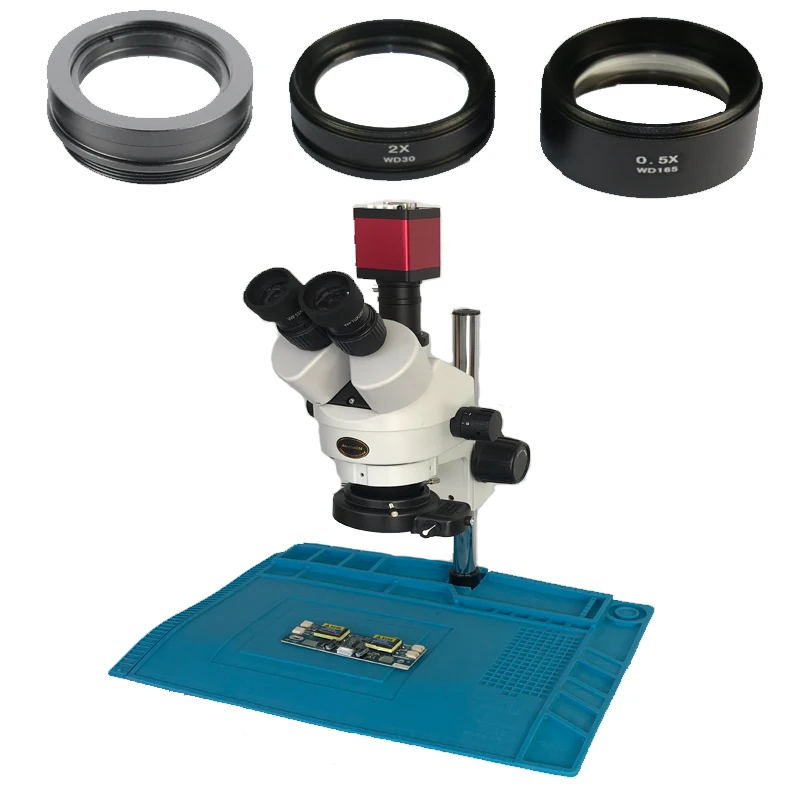 13MP HDMI VGA microscope camera 3.5X-90X Simul Focal trinocular stereo with 144 led ring light for Smartphone repair | Инструменты