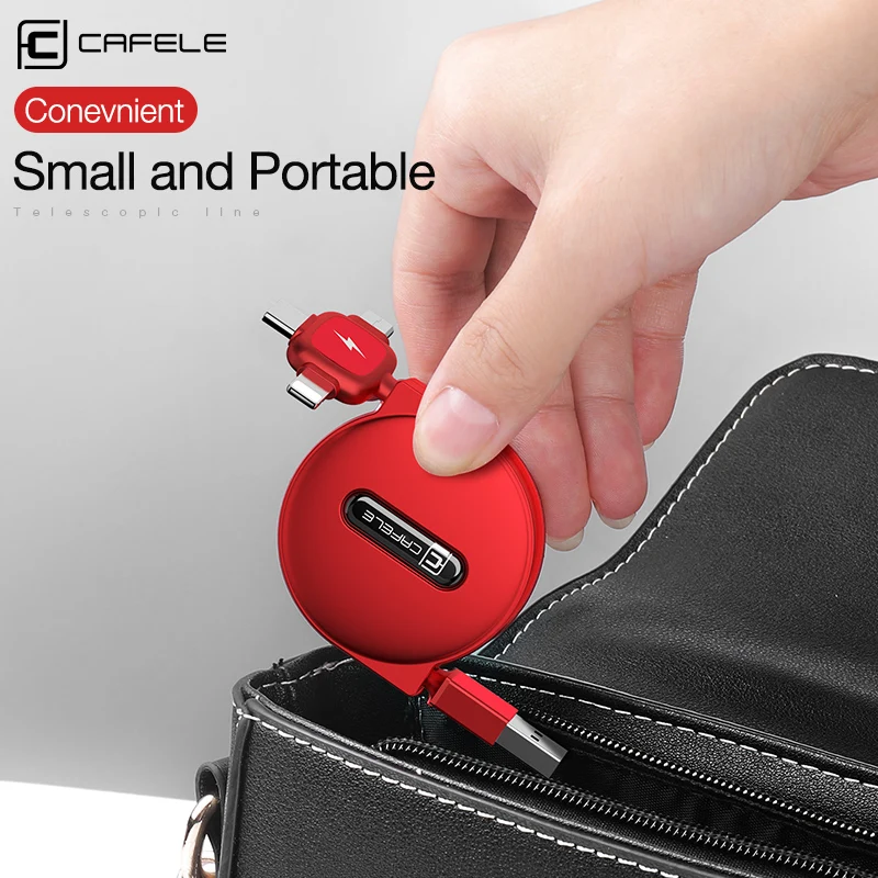 Cafele 3 in 1 Retractable USB Cable 8 Pin Micro Type C USB cable for iPhone huawei xiaomi samsung 150cm Data Sync USB Cable
