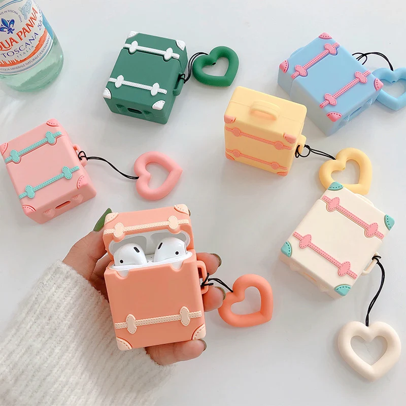 Airpods case Cute Candy color suitcase wireless earphone case For
