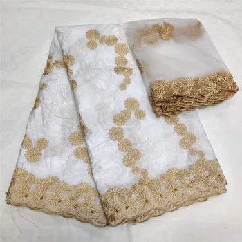 

Guinea brocade fabric white bazin brode brocade 2019 nouveau nigerian gele headtie 5+2yards/lot