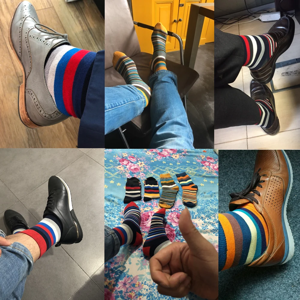 Cotton socks Casual socks Casual Mens Socks Chromatic Stripe Five Pairs Socks Man Design Style Cotton