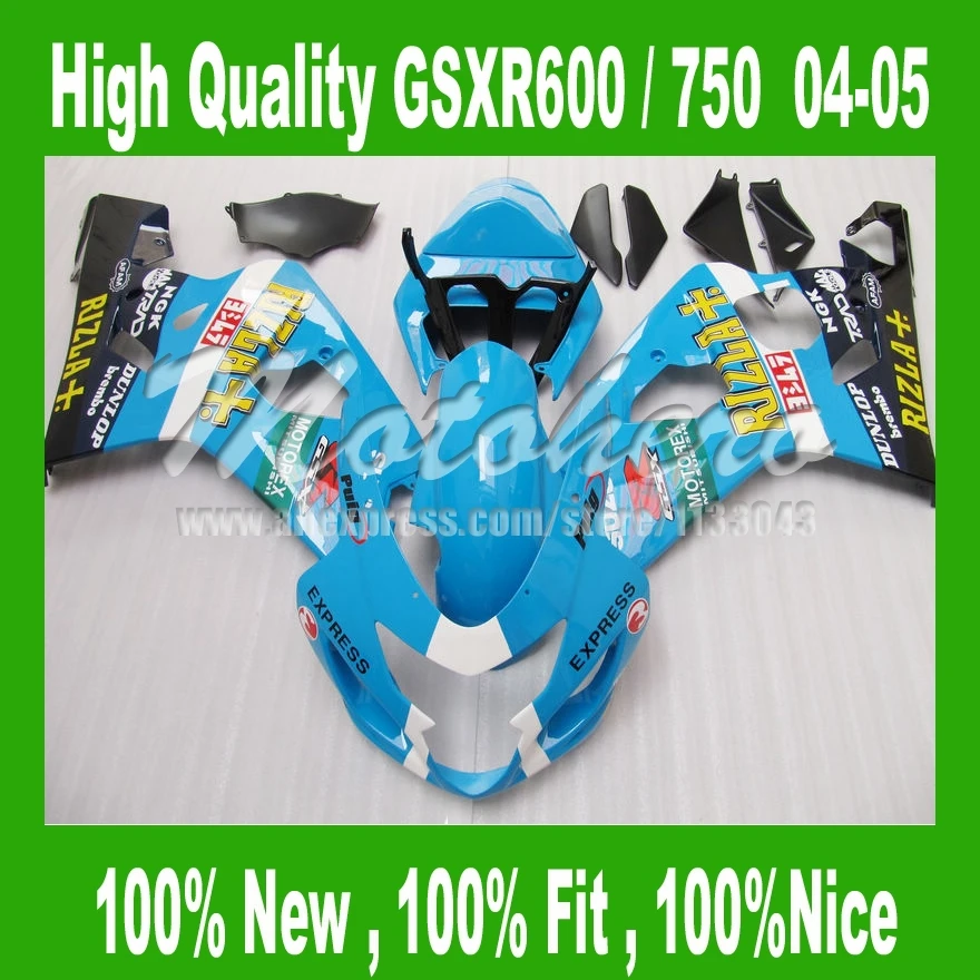 Комплекты обтекателей для SUZUKI GSXR 600 K4 GSX R600 синий черный R750 04 05 GSXR600 750 2004 2005