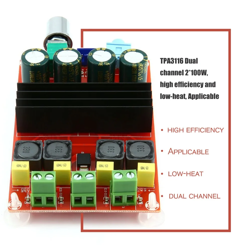 TPA3116 2*100 Вт Bluetooth цифровой усилитель мощности плата двухканальный цифровой аудио усилитель плата модуль супер бас Ampl