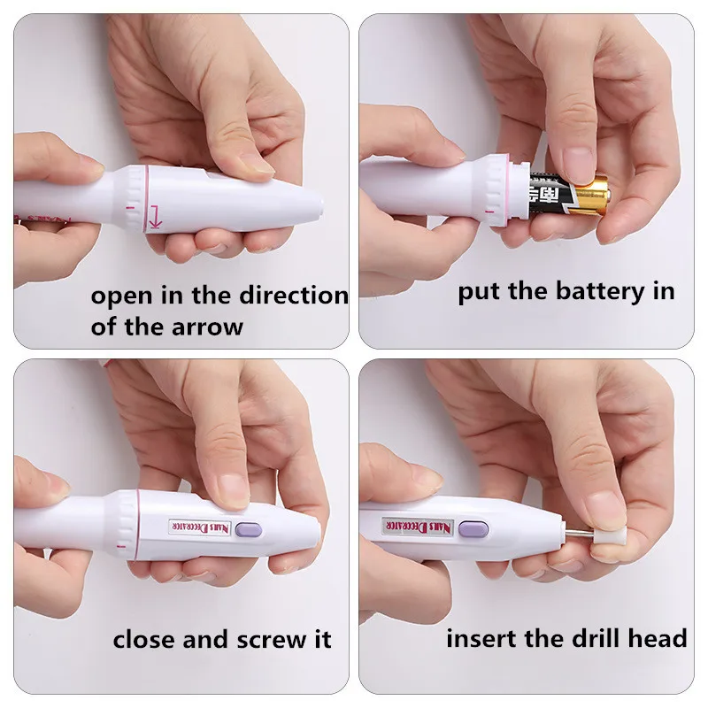 Электрическая дрель для ногтей с 5 насадками, пилочка для ногтей, ручка для маникюра, педикюра, Гель-лак для удаления пилочки, буферные сверла, наборы