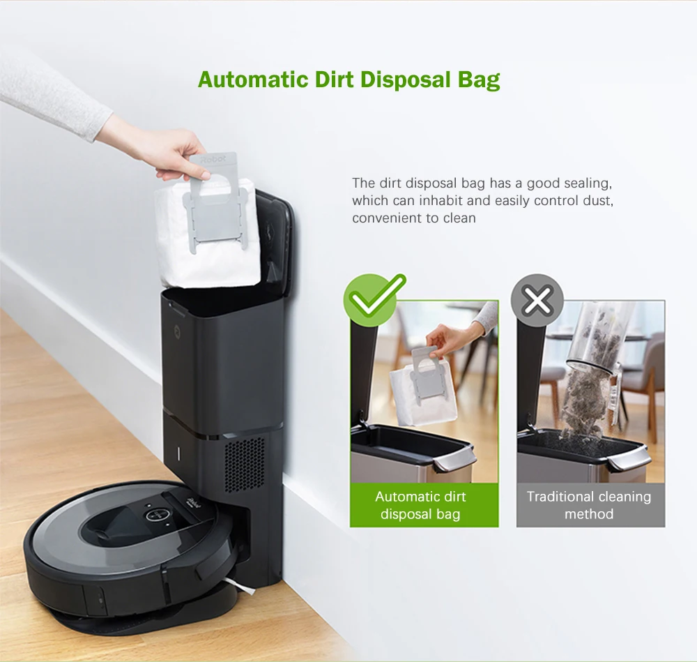 IRobot Roomba I7 Plus Robot Vacuum Cleaner Automatic Dirt Disposal Imprint Smart Mapping Dirt Detect Automatic Charge APPControl