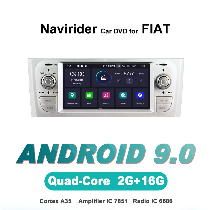 

ELANMEY advanced gps navigation For Fiat Grande Punto Linea Silver HU car accessories android 9.0 CAR DVD radio stereo bluetooth