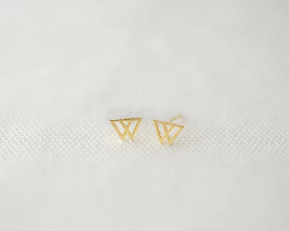 

Fashion Double triangle plated stud earrings Personality stud earrings for women