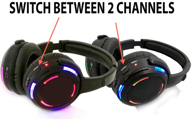 Silent Disco compete system черные светодиодные беспроводные наушники Тихая Клубная