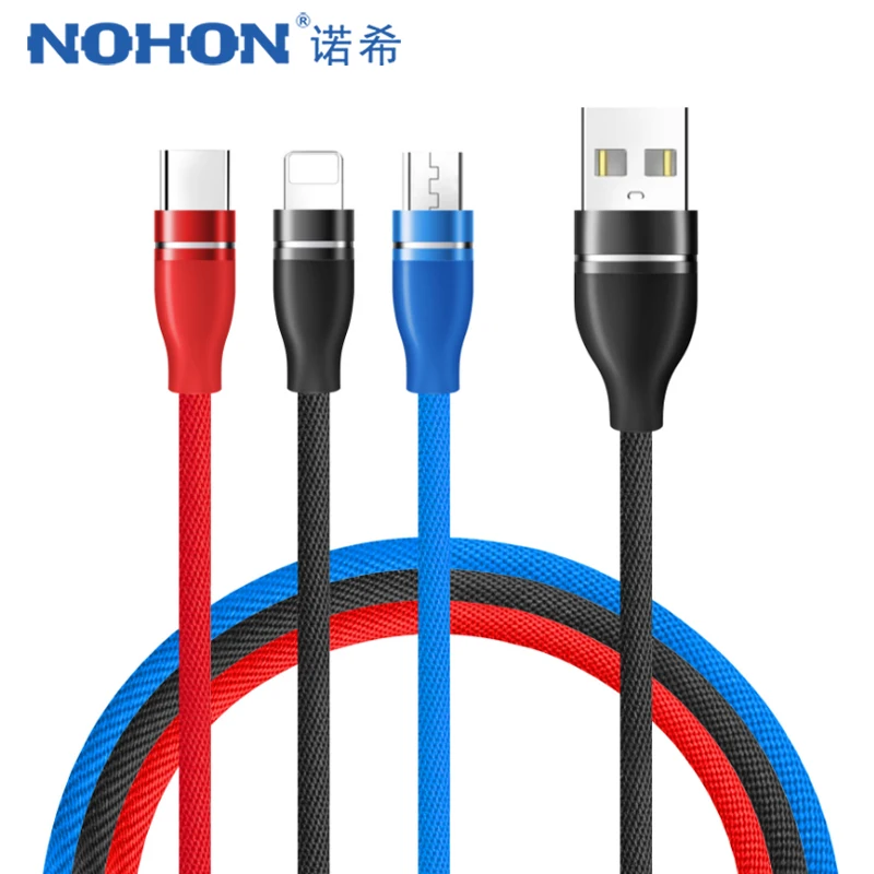 Goedkoop NOHON Universele 3 In 1 Verlichting Charger Kabel Voor iPhone X 7 8 6 Plus Micro USB Type C Voor samsung Xiaomi 5 Snelle Opladen Kabels