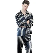 Мягкие шелковые пижамы Для мужчин; сезон весна-лето; домашняя одежда с человеком-пауком и длинными рукавами в полоску; темно-синего цвета штаны для сна; детская пижама с принтом