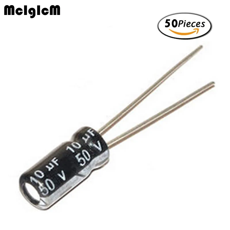 

MCIGICM 1000pcs Aluminum electrolytic capacitor 10uf 50v 5*11 Electrolytic capacitor