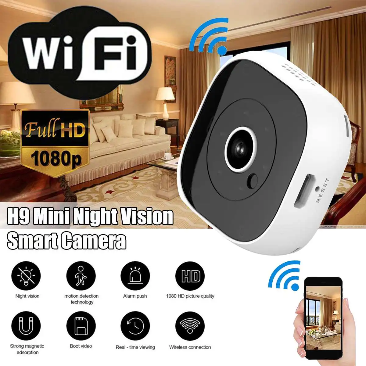

Home Wifi Mini HD Night Vision Surveillance Camera Mobile Phone Remote Intelligent Camera WIFI Camera Mini Camcorders
