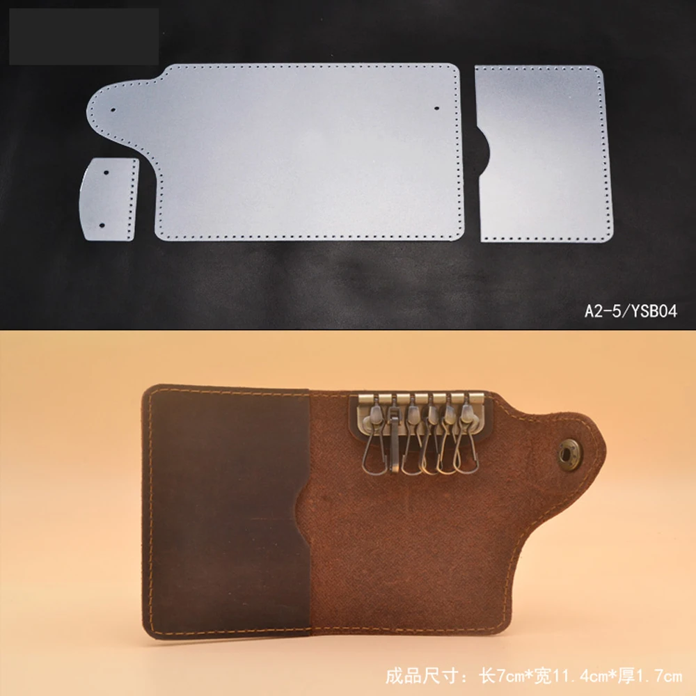 

DIY leather craft key ring card holder small wallet pvc template sewing