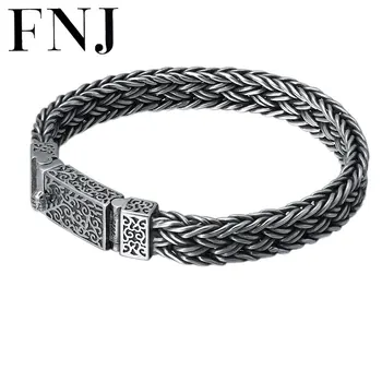 

FNJ 9mm Chain Bracelet 925 Silver 22 20cm Cable-wire New Fashion Original Pure S925 Thai Silver Bracelets for Men Jewelry