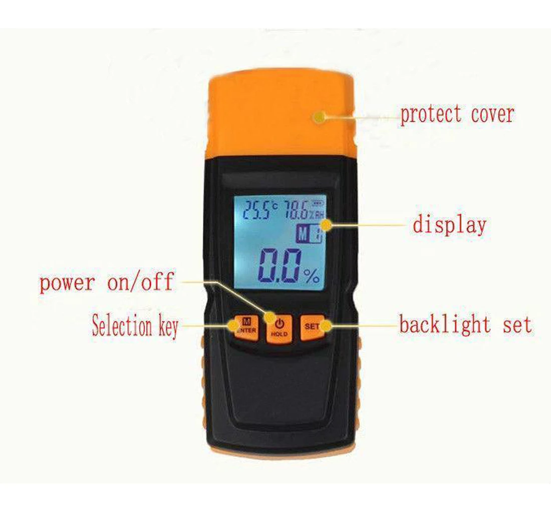 WZCUICAN Moisture Meters Wood Moisture Meter Digital LCD Display Humidity Tester Portable Doulbe Testing Probe Detector GM620 WZCUICAN Moisture Meters Wood Moisture Meter Digital LCD Display Humidity Tester Portable Doulbe Testing Probe Detector GM620