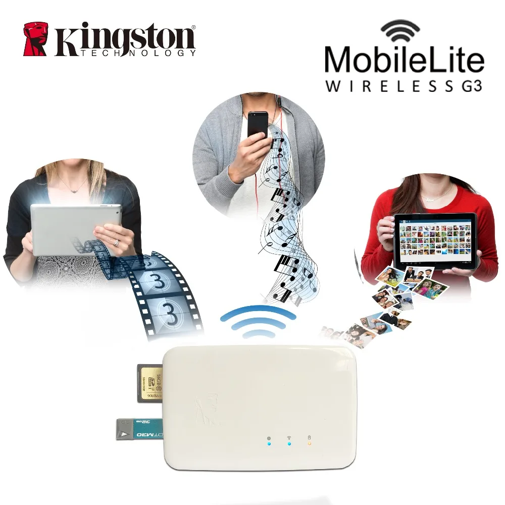 Kingston lector de tarjetas inalámbrico multifunción wifi transmisor inalámbrico de intercambio de datos dispositivo puede ser utilizado como un móvil de potencia - 2